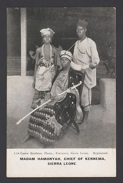 Postcard "Madam Hamonyah, chief of Kennema," published by Lisk-Carew Brothers, Freetown, 1905-1907